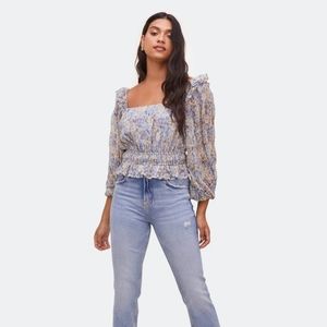 ASTR the Label Elva Floral Ruffle Top NWT M